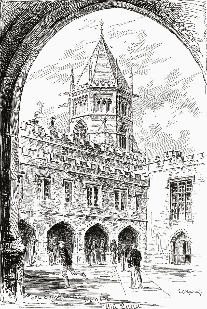 Escuela de Rugby, la torre de la capilla desde el patio antiguo, de 