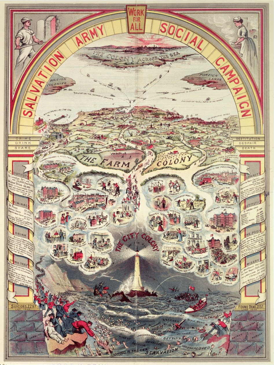 Cartel de propaganda de la campaña social del Ejército de Salvación, Londres, c.1910 de English School