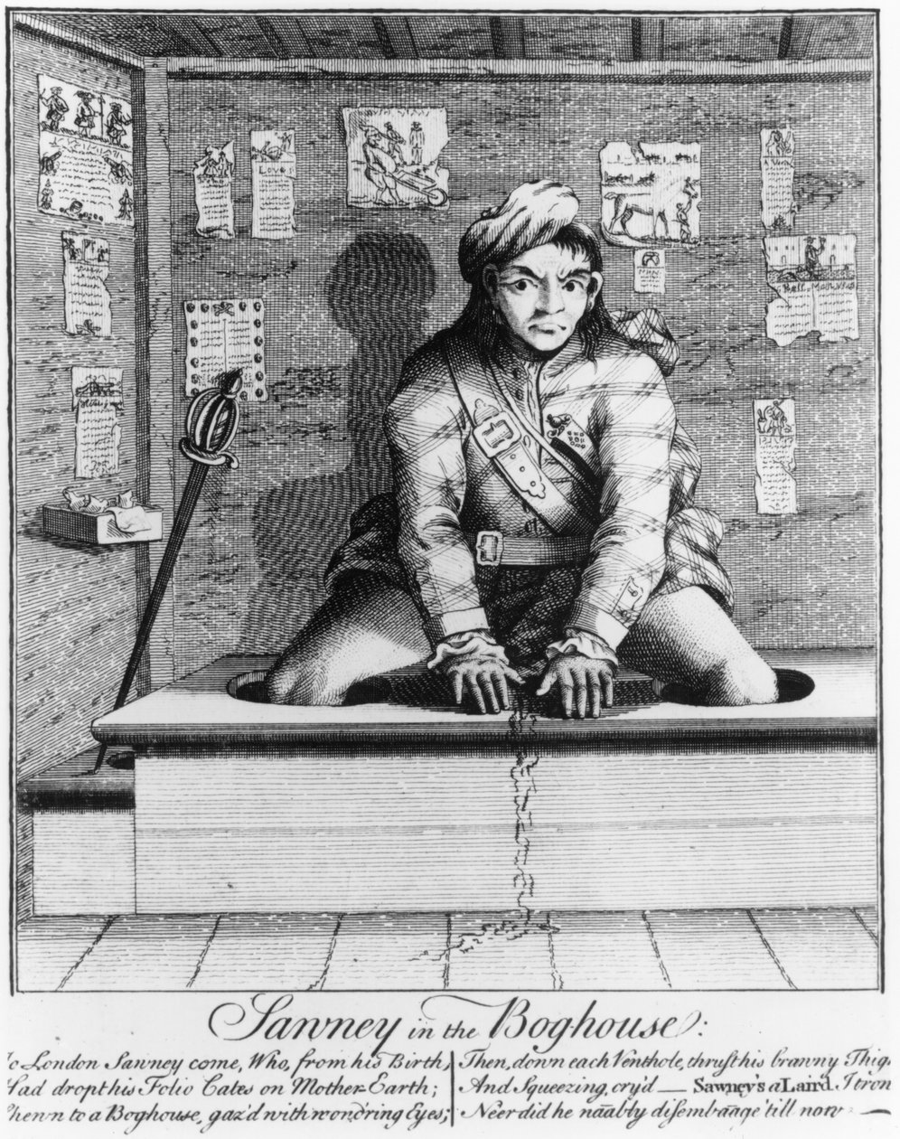 Sawney en el Retrete, 1745 de English School
