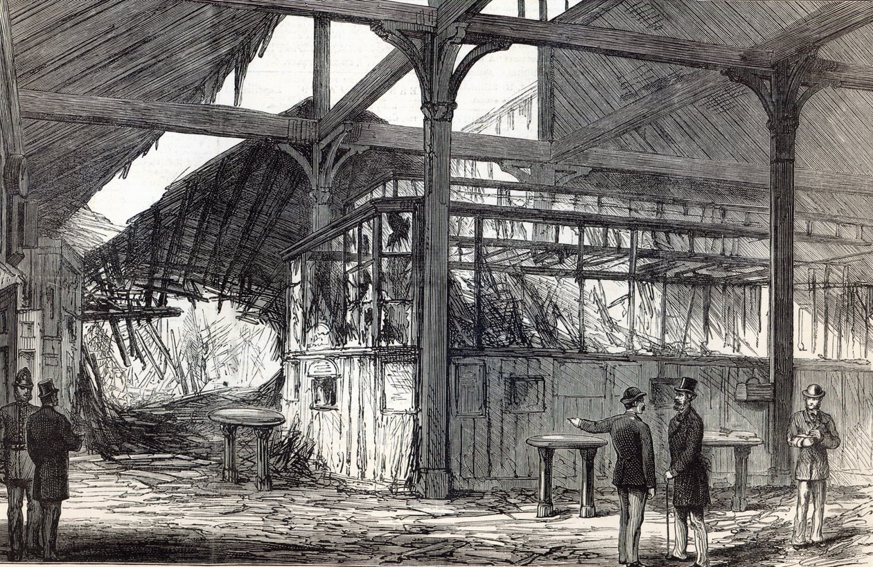 Escena de la explosión en la estación Victoria el martes por la mañana pasada, de The Illustrated London News, 1 de marzo de 1884 de English School