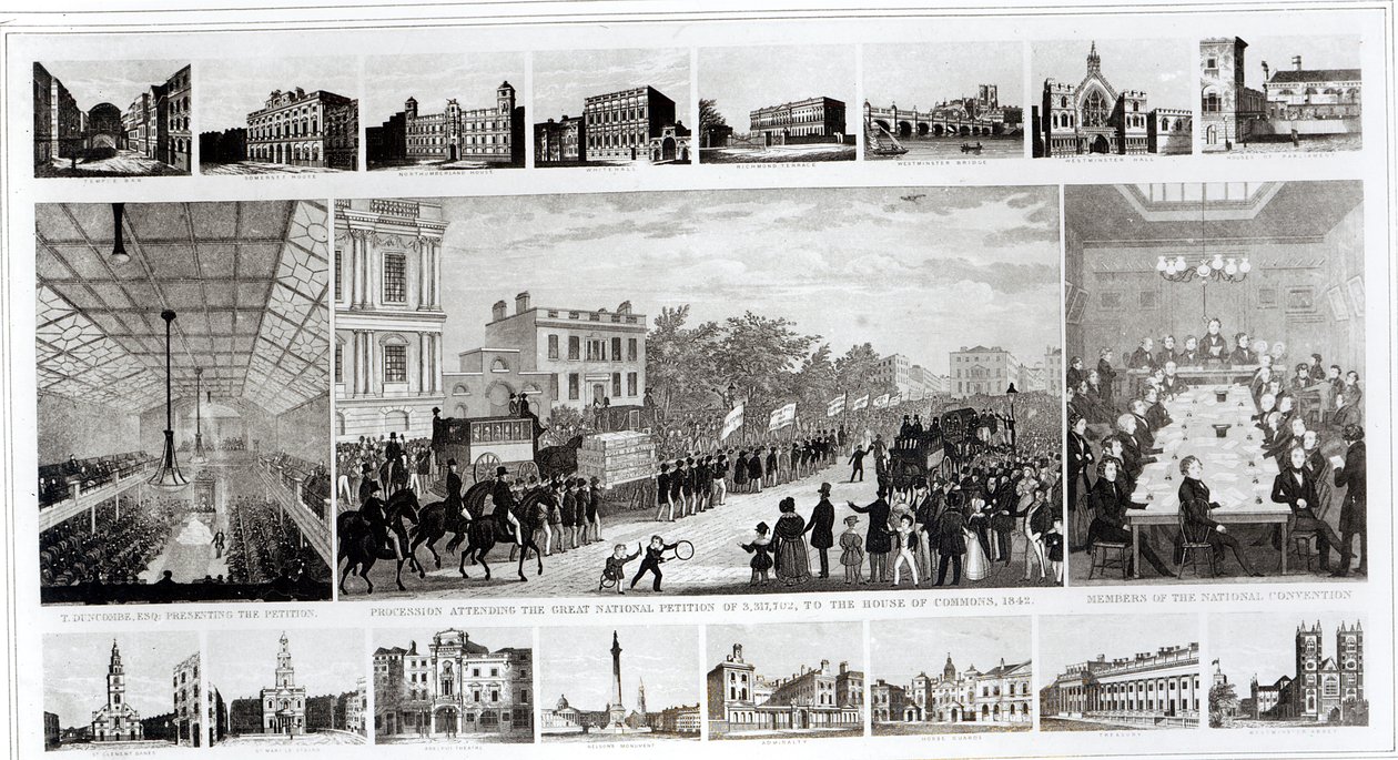 Escenas Asociadas con la Presentación de la Petición al Parlamento por Thomas Duncombe (1796-1861) en 1842 de English School