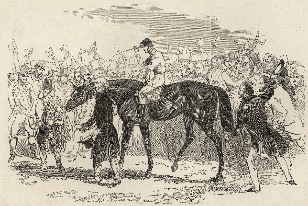 Sir Tatton Sykes liderando al ganador del St. Leger, de 