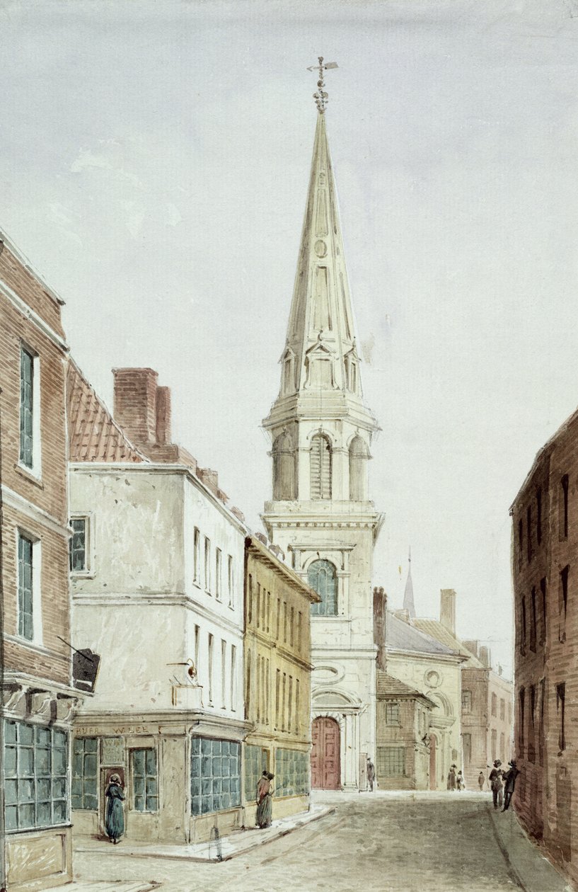 Iglesia de San Antholin, una Vista desde el Oeste a lo largo de Watling Street de English School