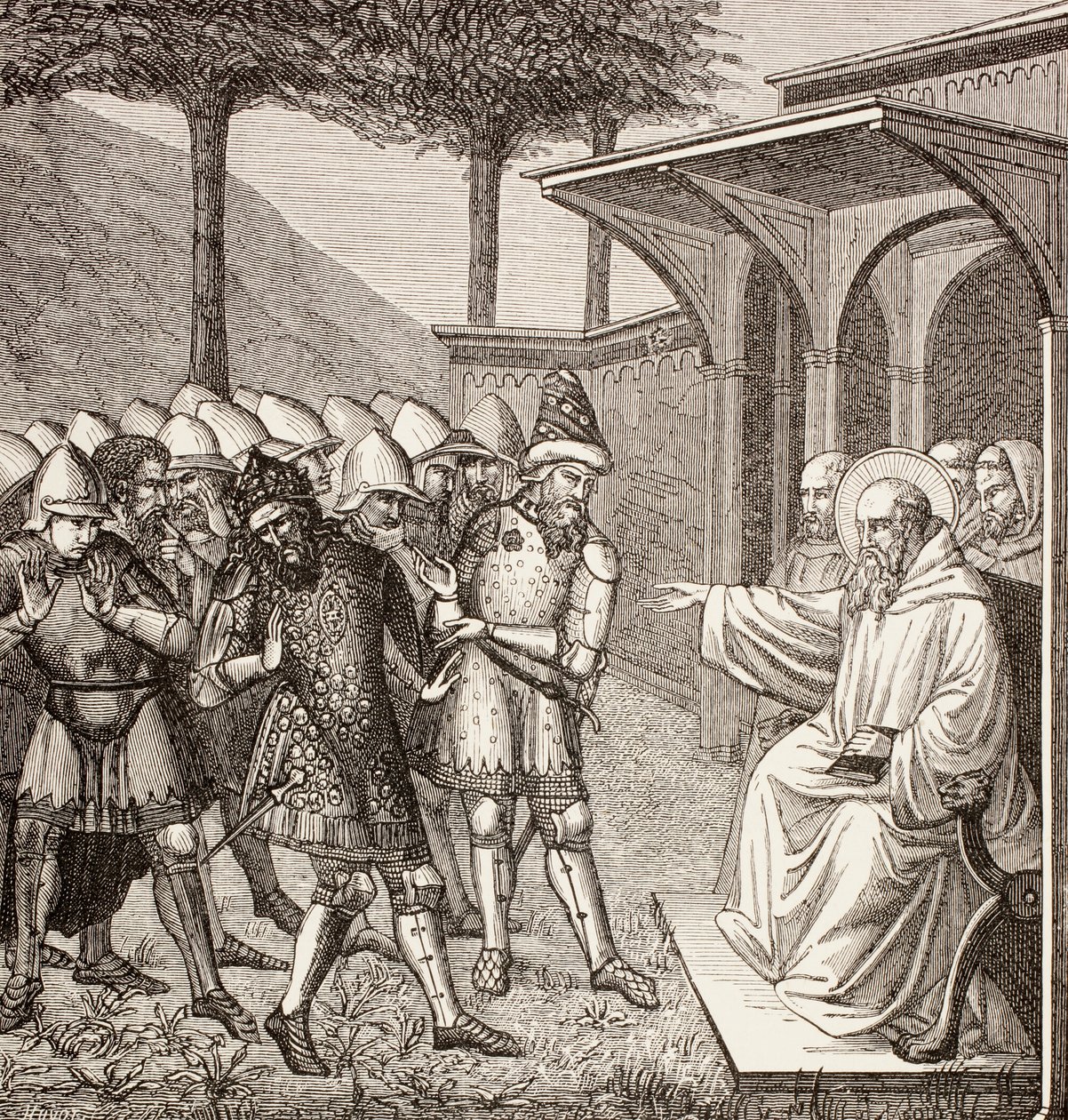 San Benito de Nursia reprende al Rey de los Ostrogodos de English School