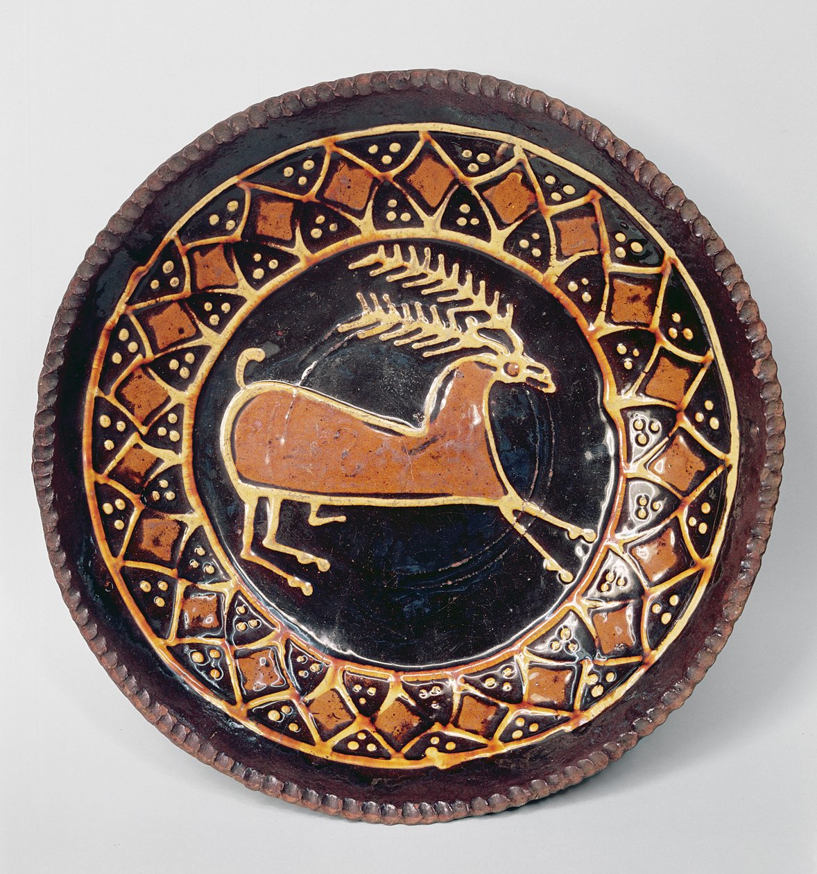 Plato de loza de Staffordshire decorado con un ciervo, mediados del siglo XVIII (cerámica) de English School