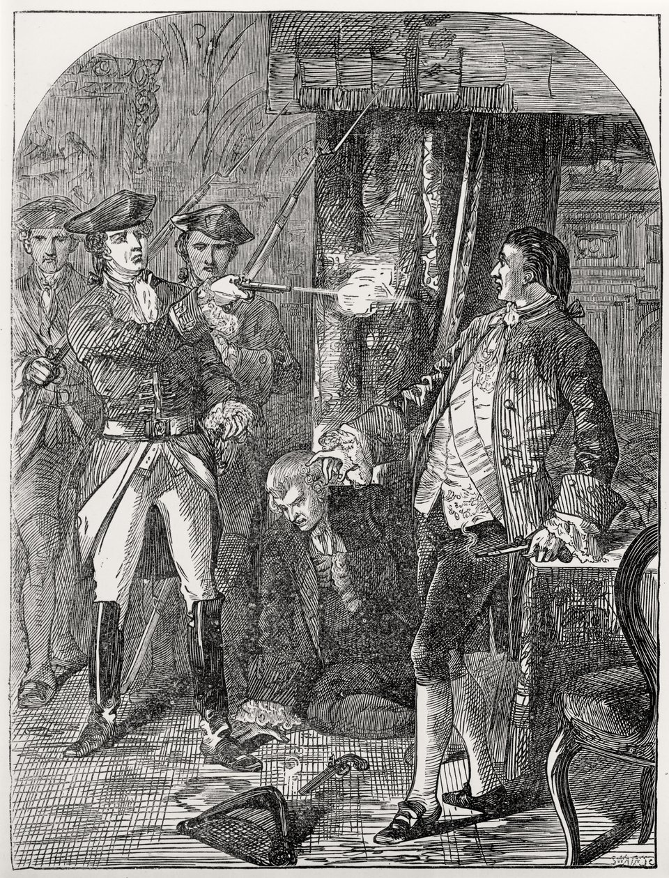 El arresto de Lord Edward Fitzgerald (1763-98), 19 de mayo de 1798, grabado por Joseph Swain (1820-1909) de English School