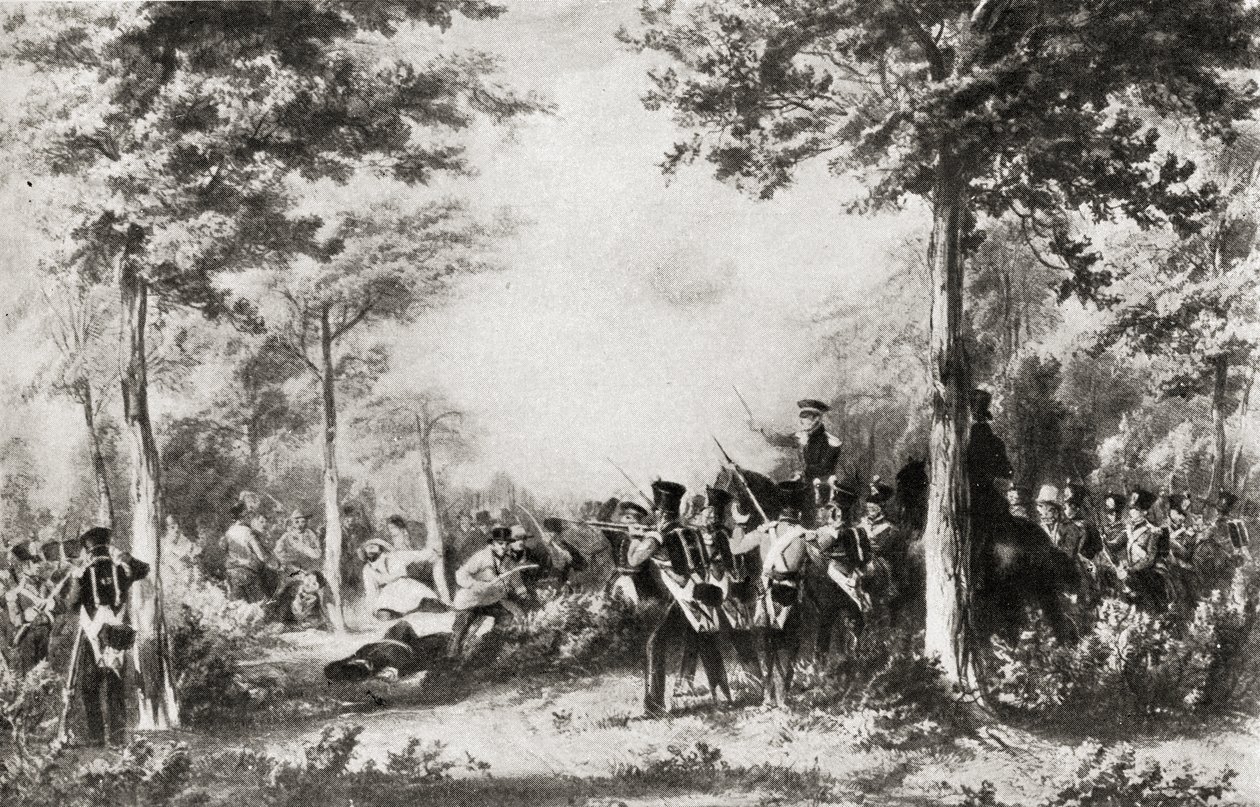 La Batalla de Bossenden Wood en 1838 de English School