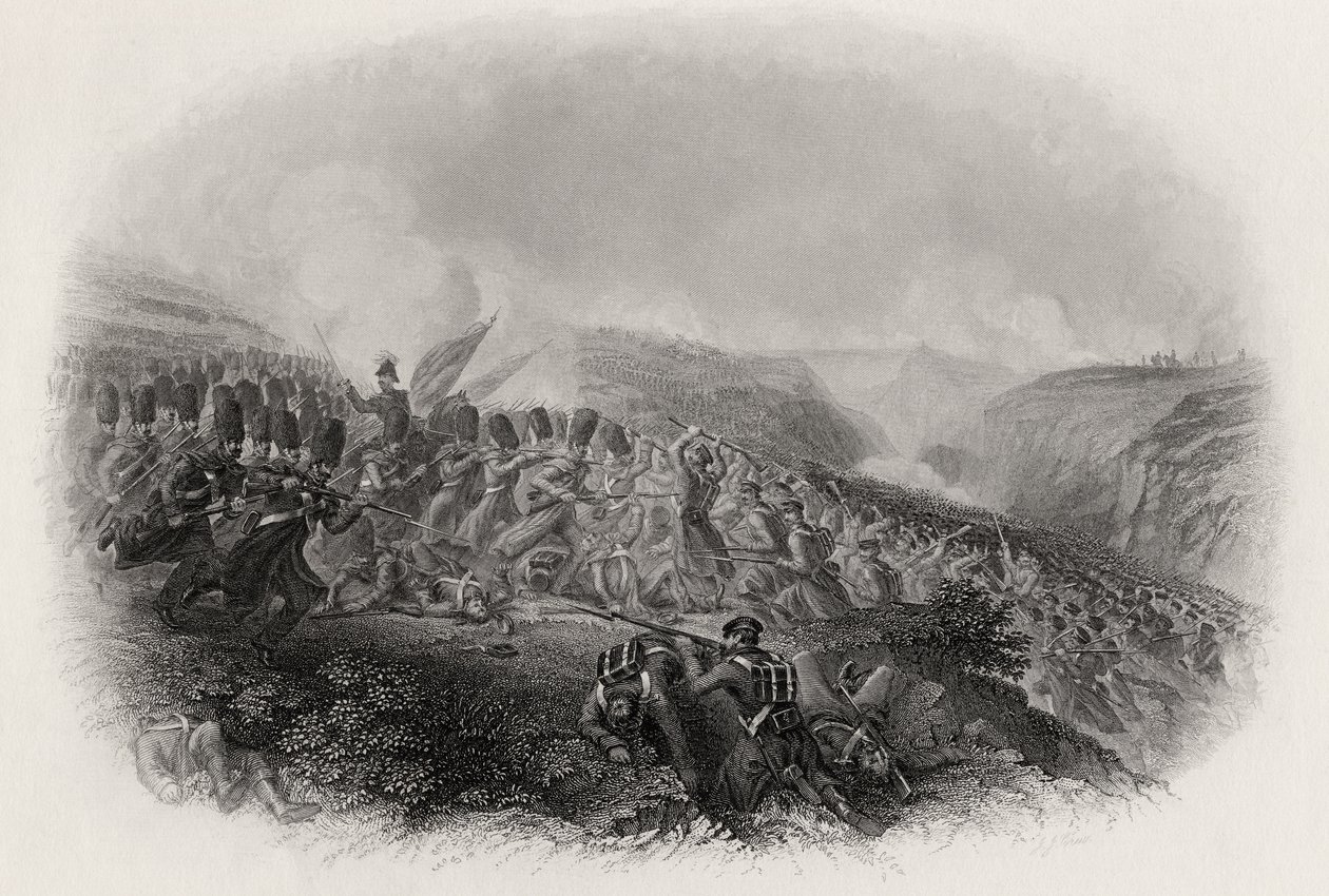 La batalla de Inkermann, carga de los guardias, 1854 de English School