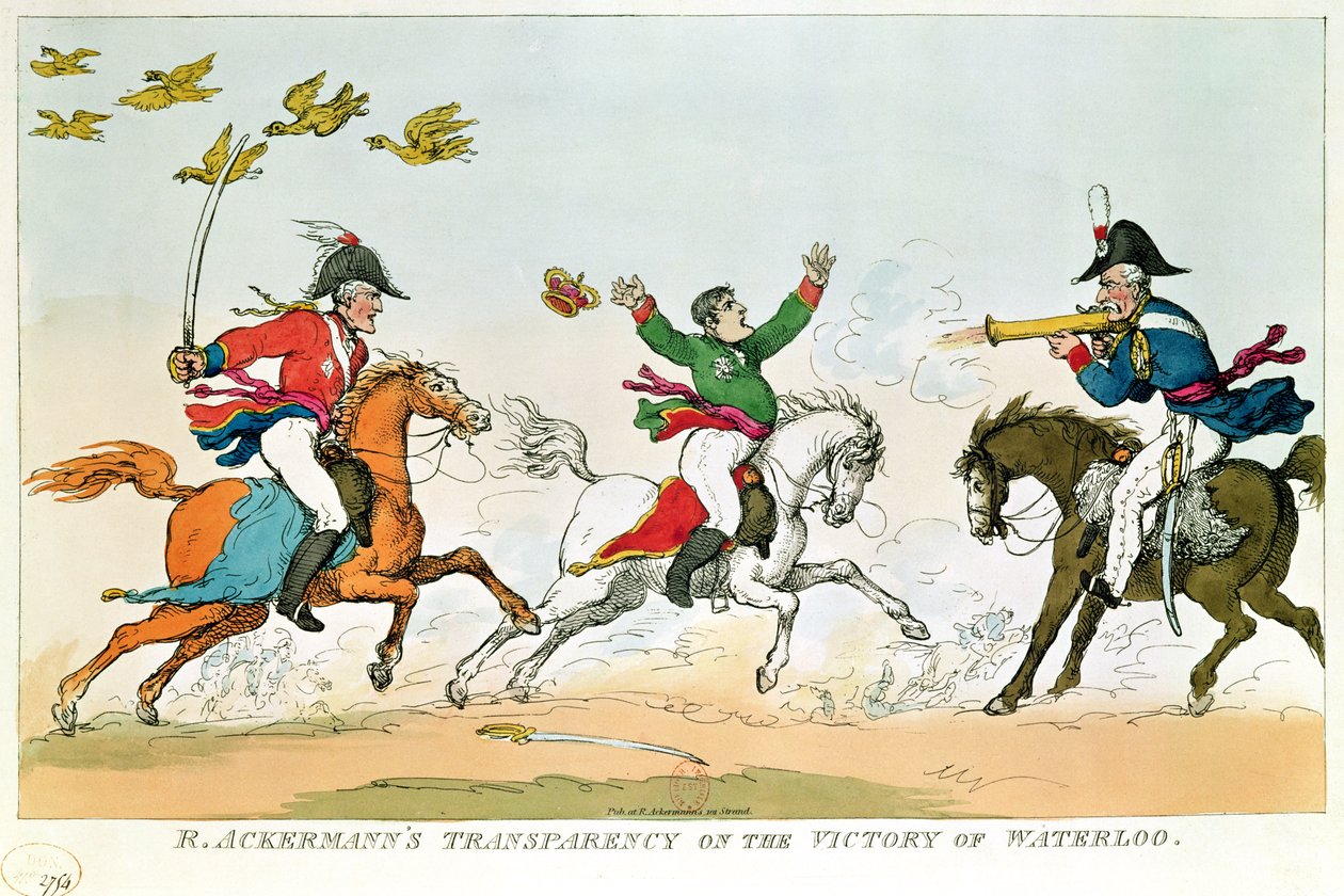 La batalla de Waterloo, 18 de junio de 1815, publicada por Ackermann, 1815-20 de English School