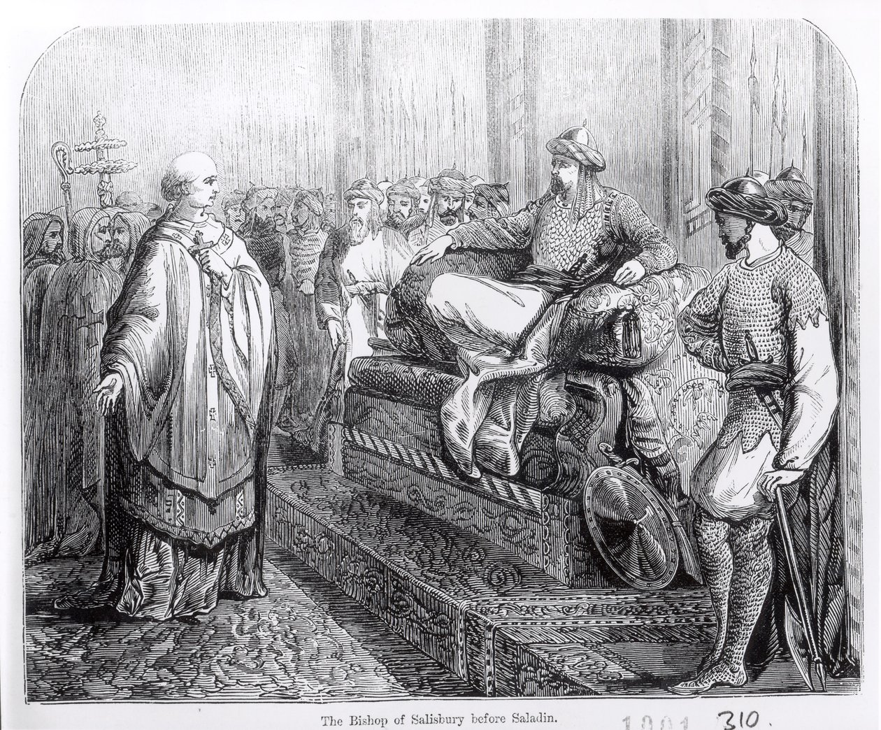 El obispo de Salisbury ante Saladino (c.1137-93) de English School