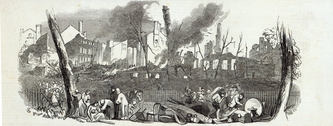 El Bowling-green y Marketfield-street, Nueva York, de The Illustrated London News, 23 de agosto de 1845 de English School