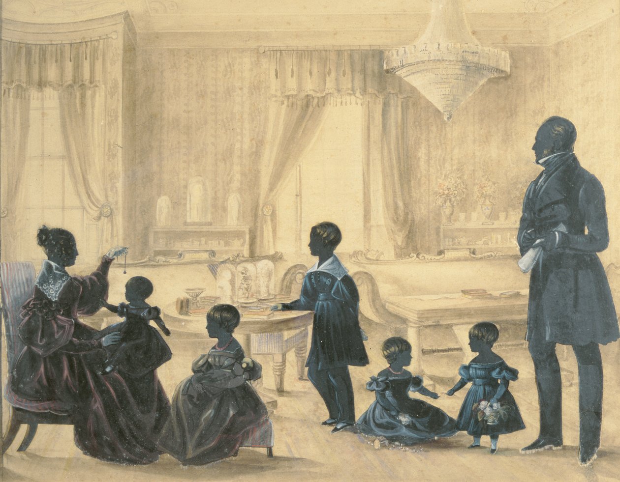 La familia Burrell en su casa en Durham, c.1820 de English School