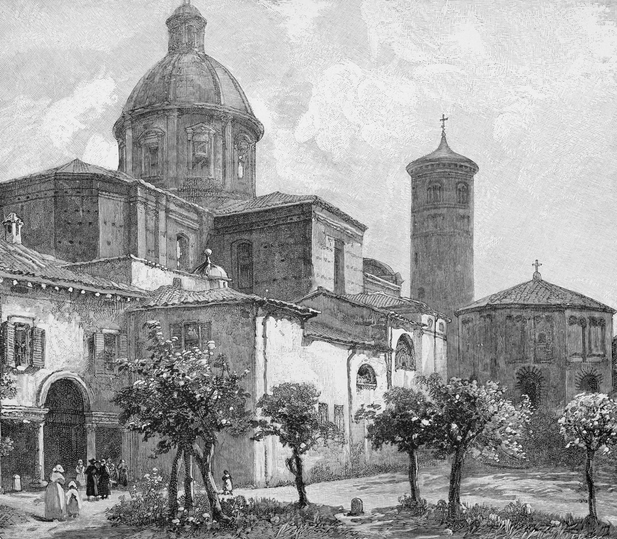 La catedral y el baptisterio, Rávena, Italia, de 