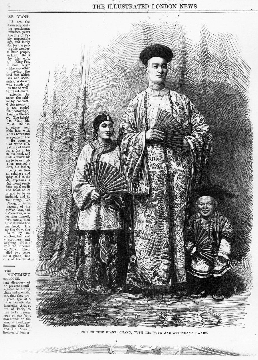 El gigante chino, Chang, con su esposa y su enano asistente, publicado en 