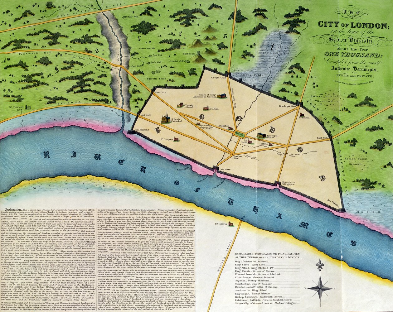 La ciudad de Londres en la época de la dinastía sajona, alrededor del año mil, pub. por William Darton, Londres de English School