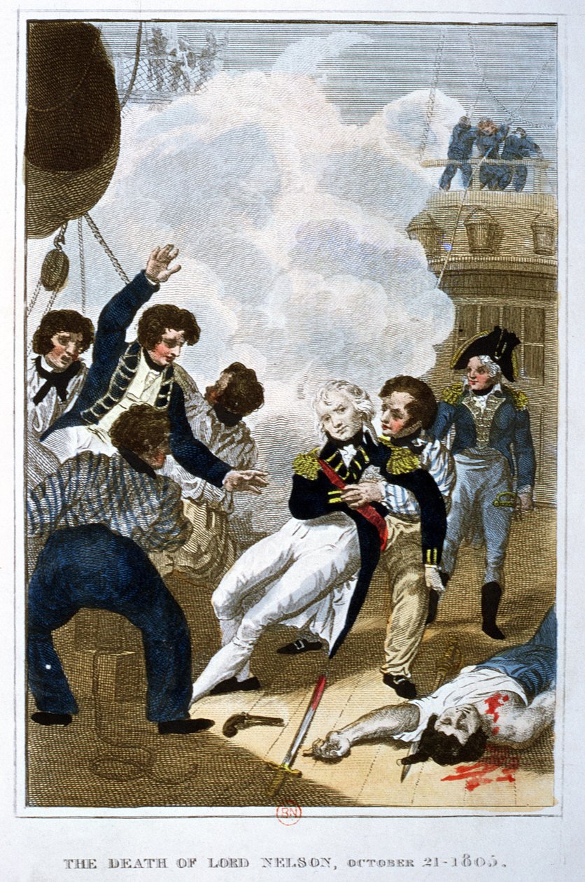 La muerte de Lord Nelson (1758-1805) el 21 de octubre de 1805 de English School