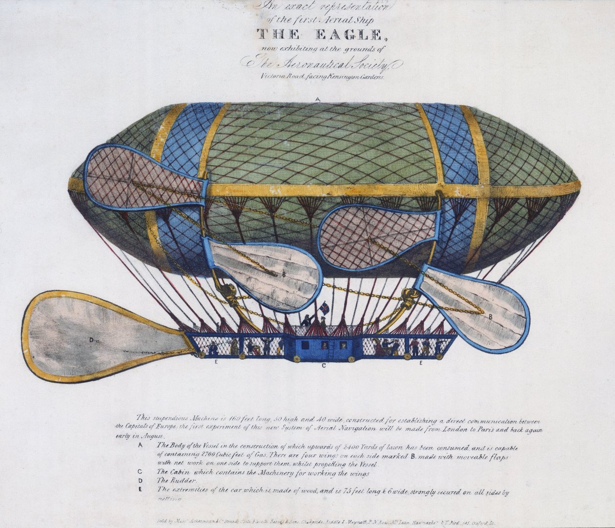 El dirigible Águila, publicado por Ackermann & Co., Londres, 1834 de English School