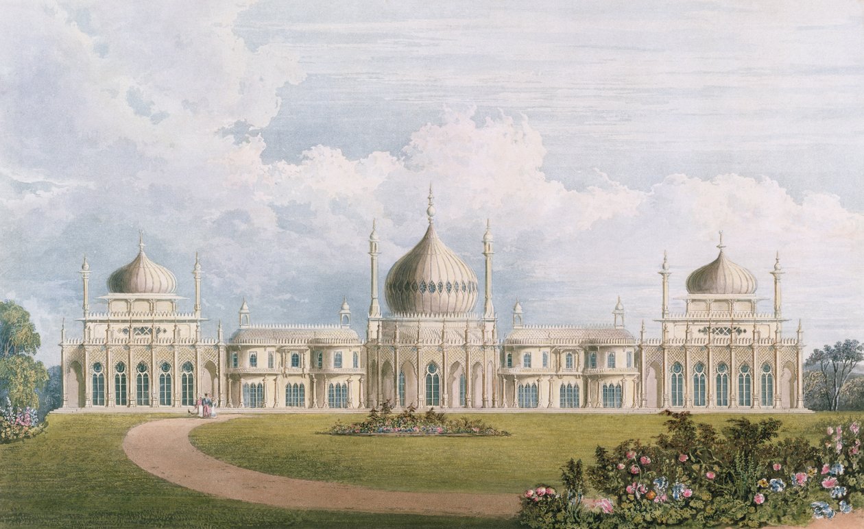 El Frente Este, de Vistas del Pabellón Real, Brighton por John Nash (1752-1835) 1826 (acuafuerte) de English School