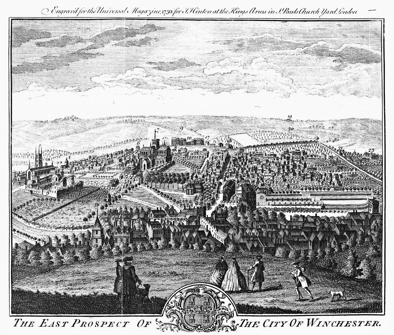 La perspectiva este de la ciudad de Winchester, de la 
