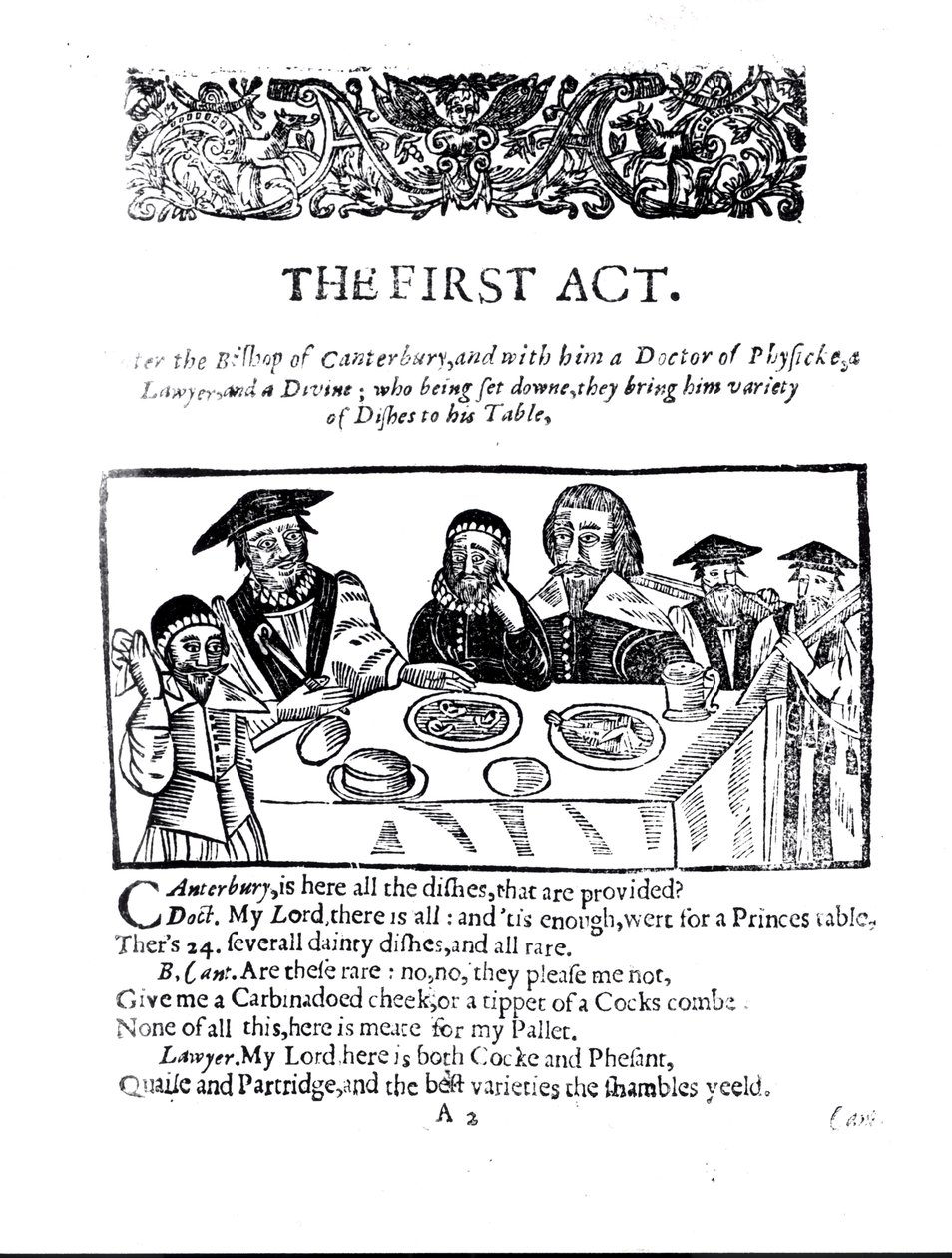 El primer acto, una obra satírica contra William Prynne (1600-69) de English School