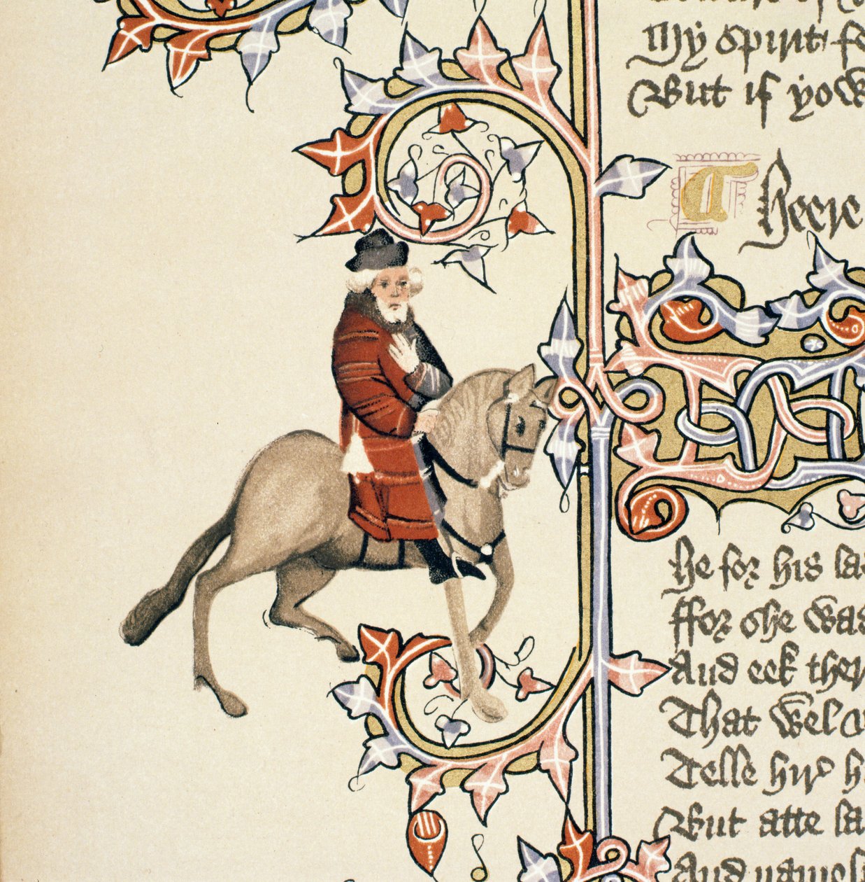 El terrateniente (detalle) de Los cuentos de Canterbury, por Geoffrey Chaucer (c.1342-1400) Manuscrito de Ellesmere, edición facsímil, 1911 de English School