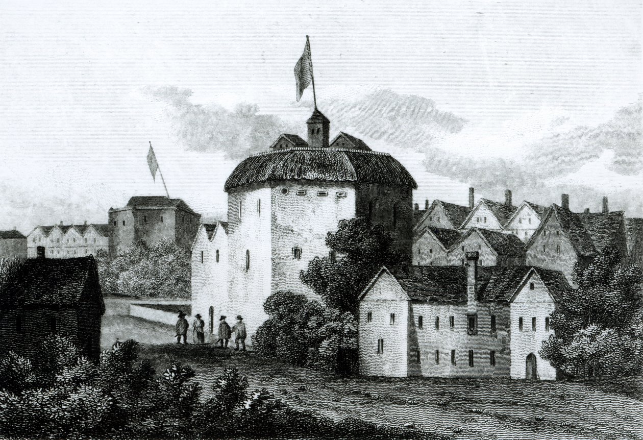 El teatro Globe en Bankside como apareció en el reinado de Jacobo I (1566-1625) 1672 de English School