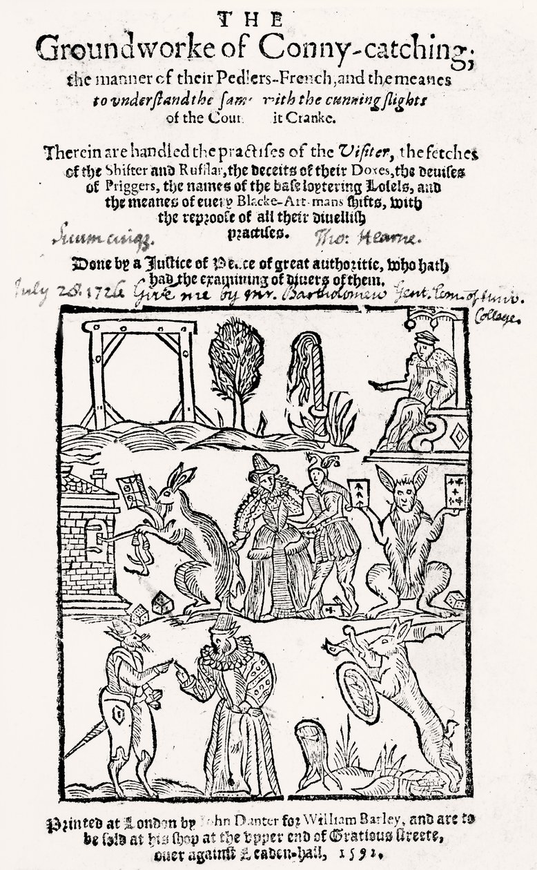 El fundamento de Conny-Catching, publicado en 1592 de English School