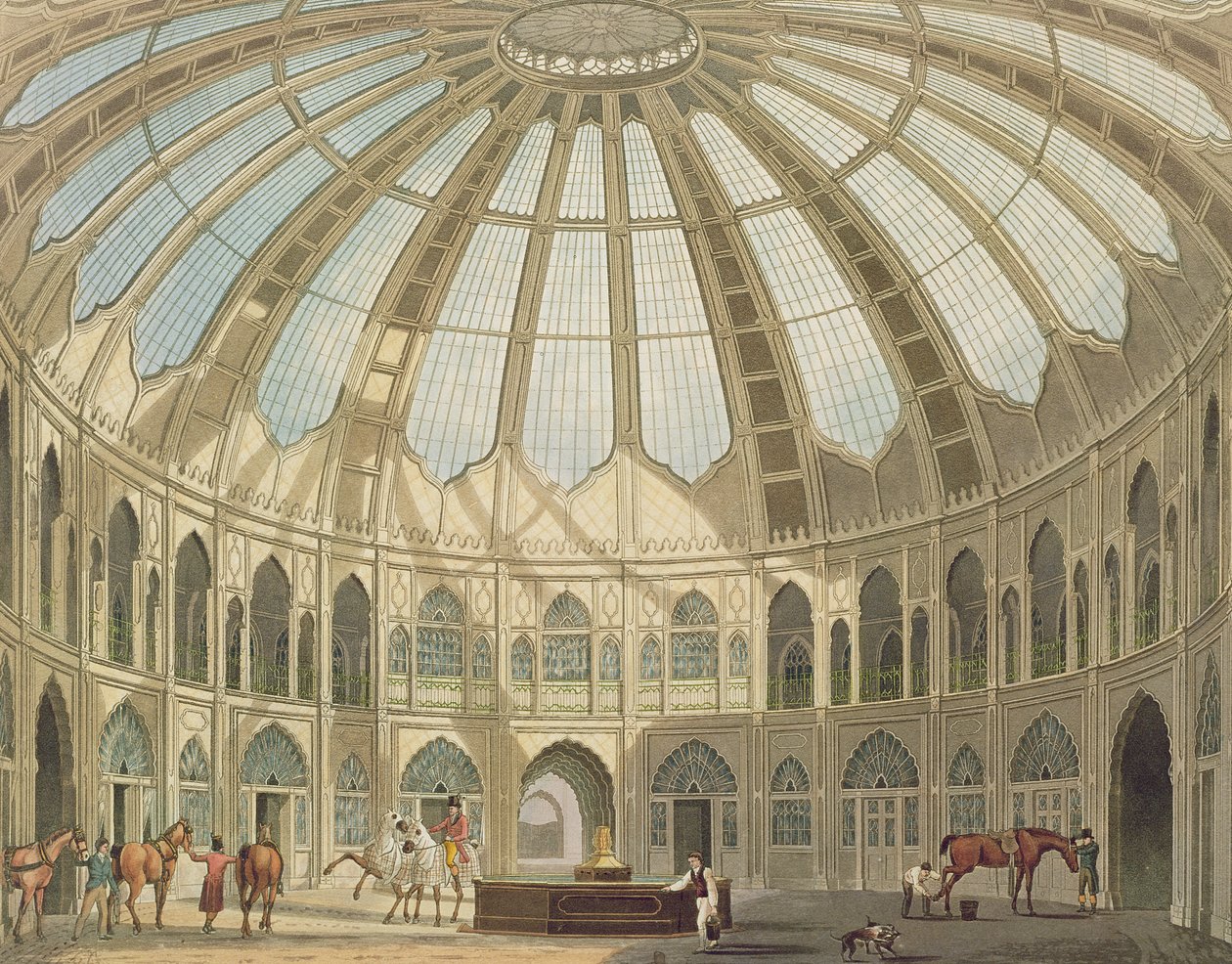 El Interior de los Establos, de Vistas del Pabellón Real, Brighton de John Nash de English School