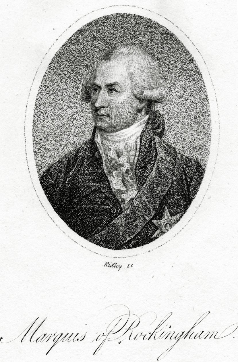 El Marqués de Rockingham, grabado por William Ridley, de 