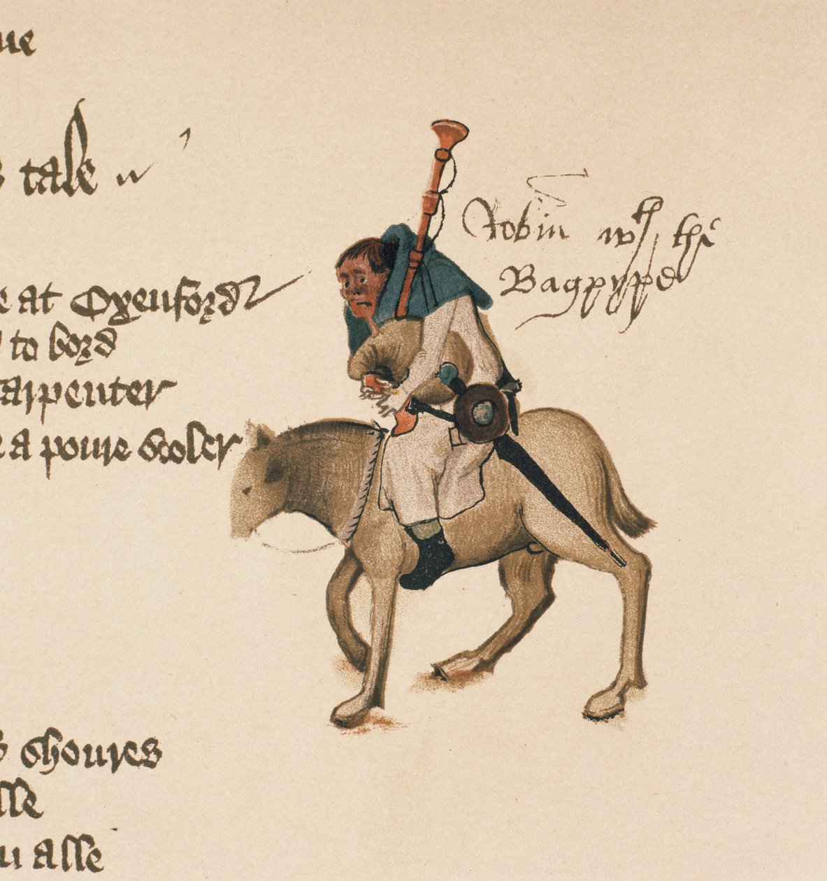El molinero (detalle) de Los cuentos de Canterbury, por Geoffrey Chaucer (c.1342-1400) Manuscrito de Ellesmere, edición facsímil, 1911 de English School