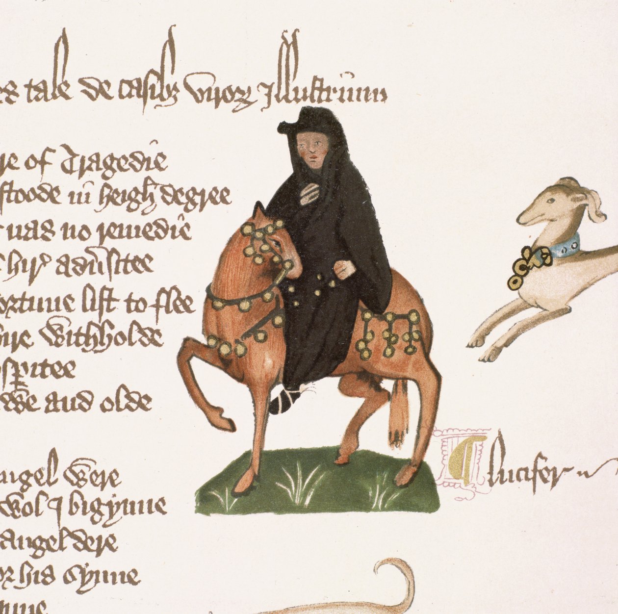 El monje (detalle) de Los cuentos de Canterbury, por Geoffrey Chaucer (c.1342-1400) Manuscrito de Ellesmere, edición facsímil, 1911 de English School