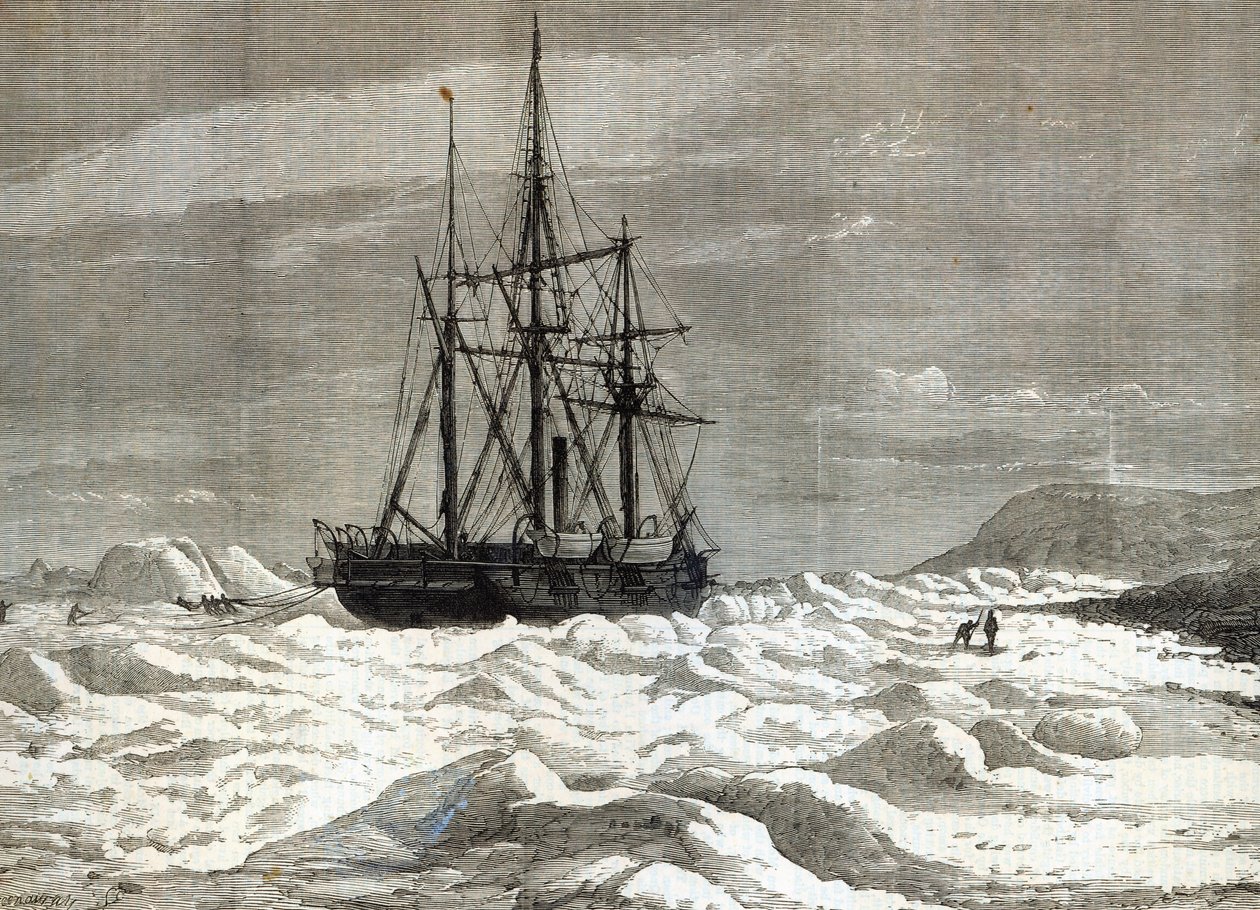 La expedición al Polo Norte: El Alert atrapado por el hielo contra la costa frente al Cabo Beechy, de 