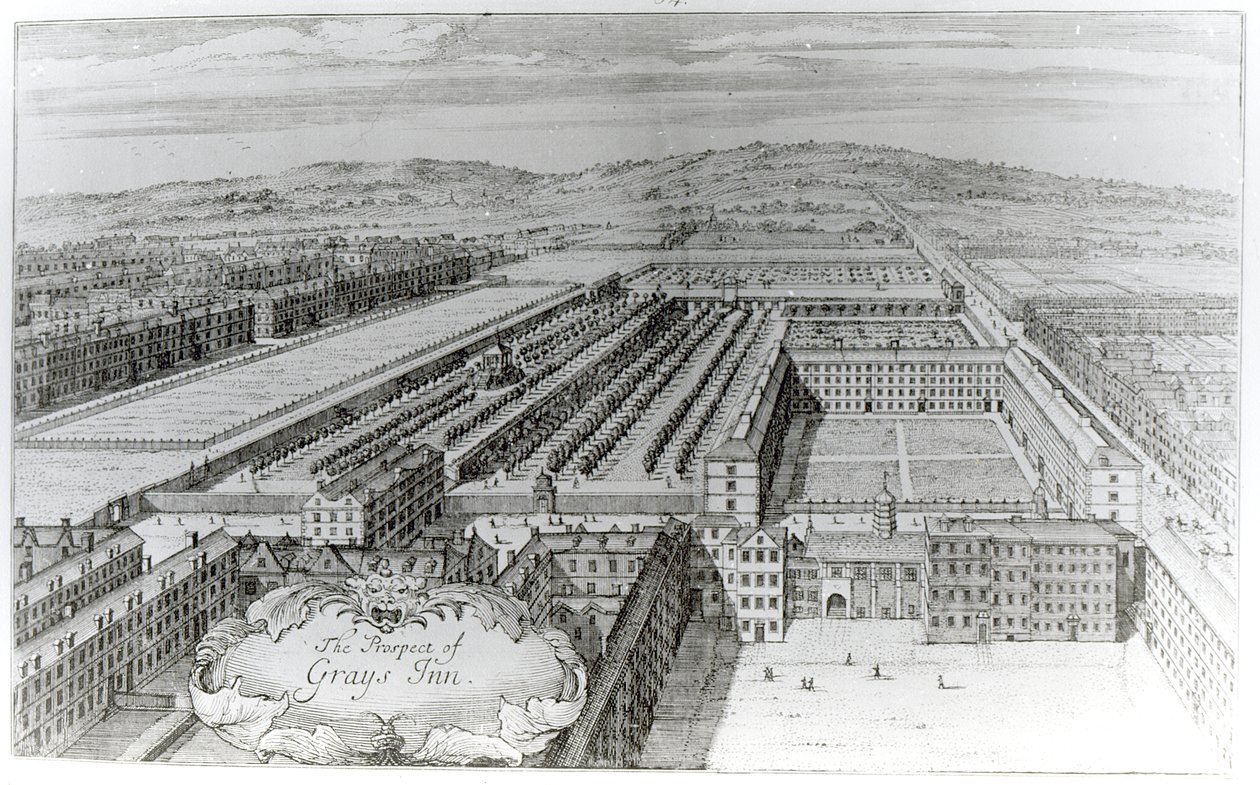 La perspectiva de Grays Inn, 1720 de English School
