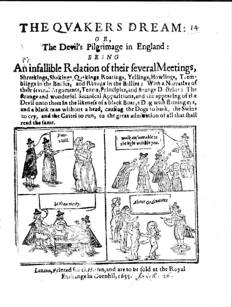 El sueño de los cuáqueros o la peregrinación del diablo en Inglaterra, publicado en 1655 de English School
