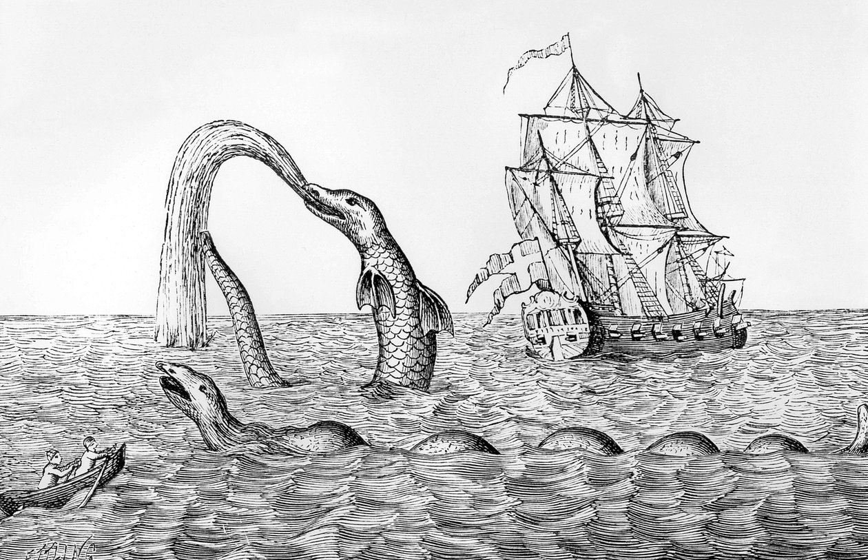 La Serpiente Marina, facsímil de un grabado de Pontoppidan, ilustración de 