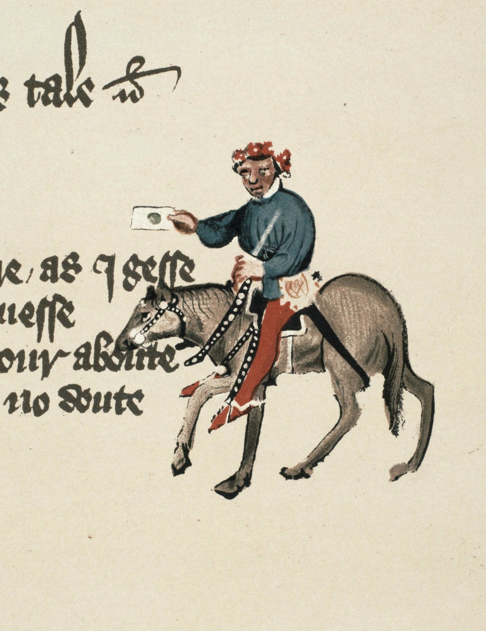 El invocador (detalle) de Los cuentos de Canterbury, por Geoffrey Chaucer (c.1342-1400) Manuscrito de Ellesmere, edición facsímil, 1911 de English School