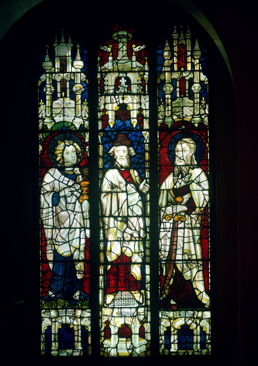 La ventana de Winchester, representando a San Juan Evangelista, San Jacobo el Menor y el profeta Sofonías, 1392 (vidriera) de English School