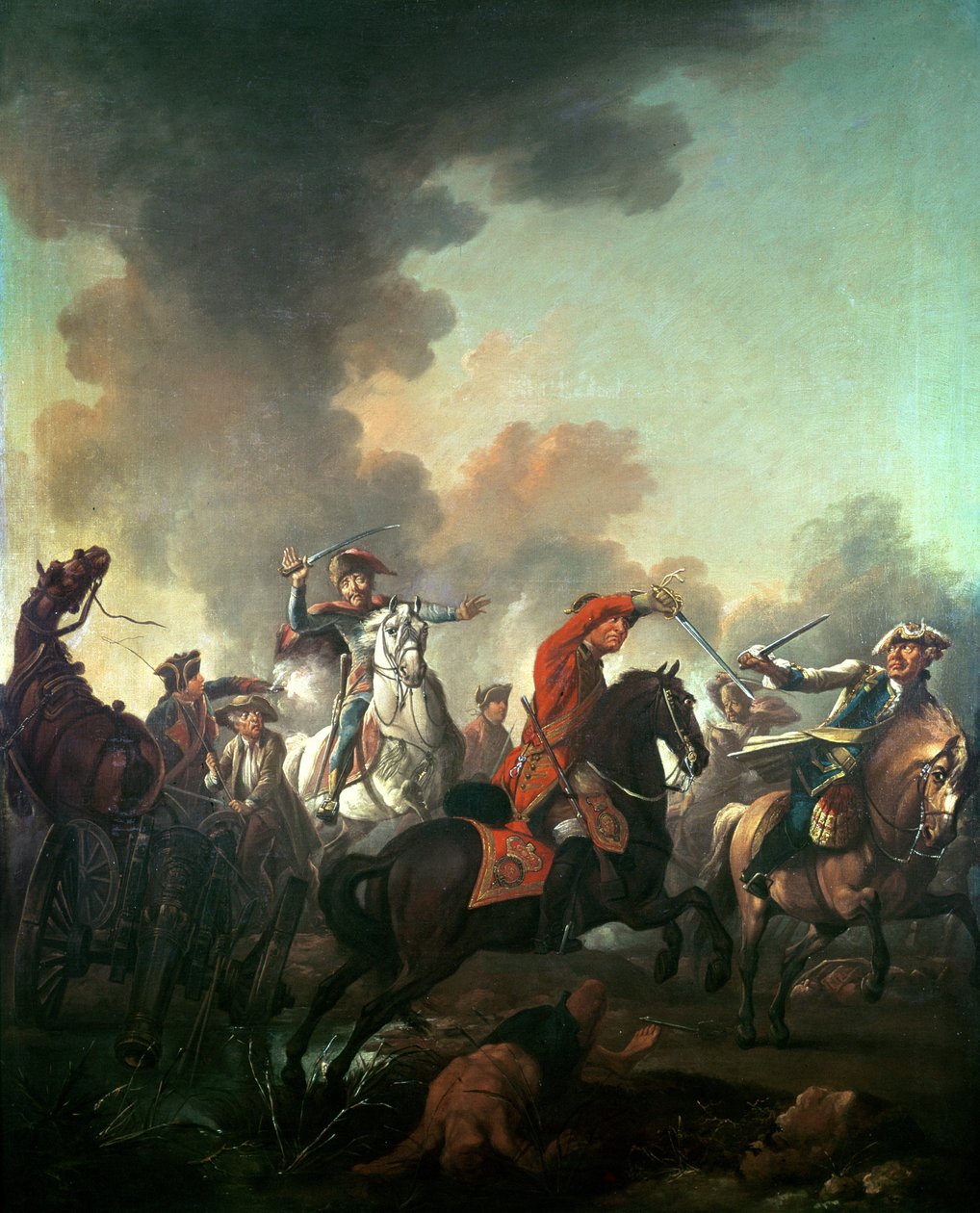 Thomas Brown en la Batalla de Dettingen, 27 de junio de 1743 de English School