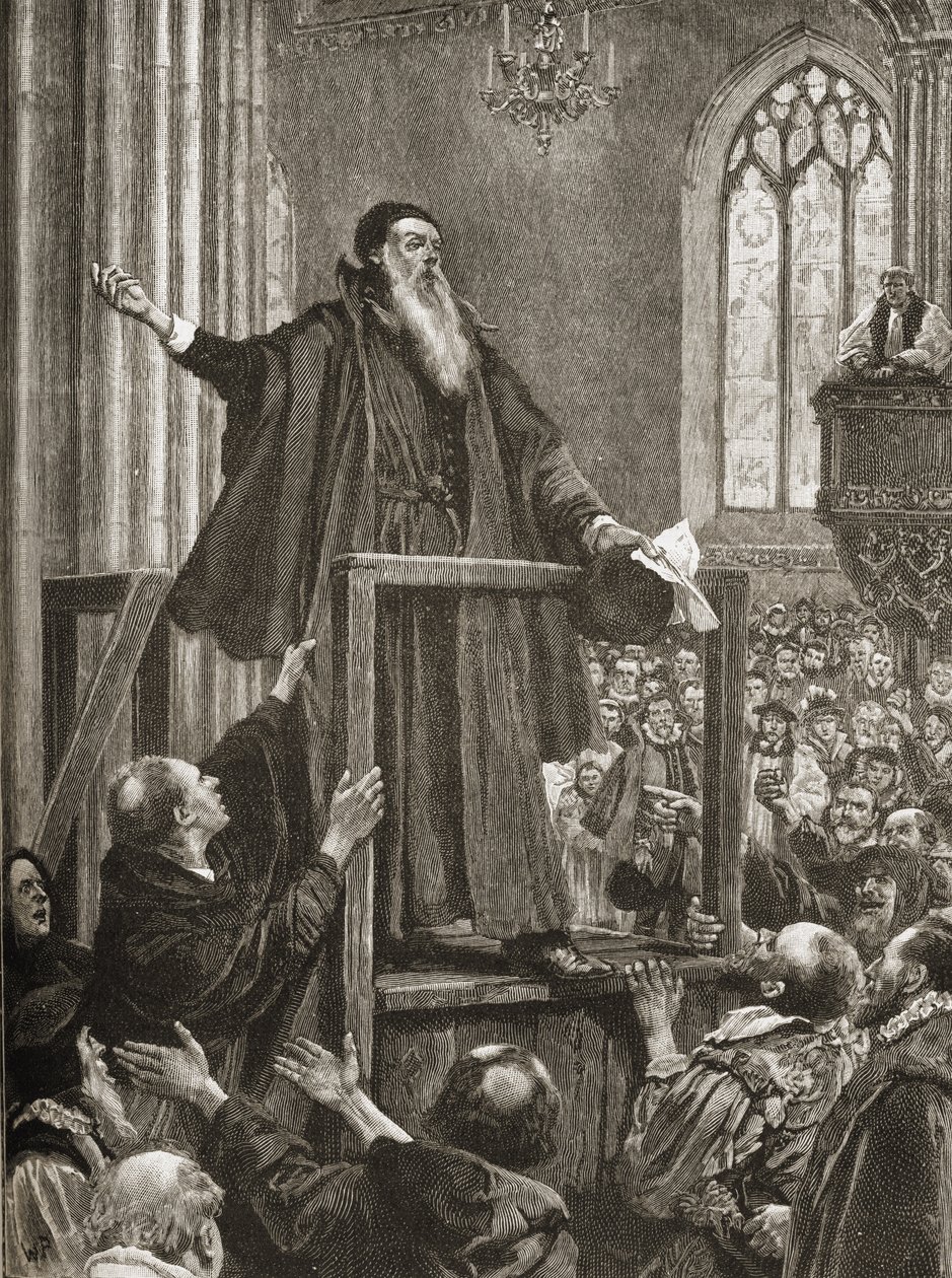 Último testimonio de Thomas Cranmer (1489-1556) de English School