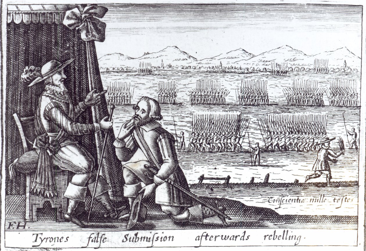 Falsa sumisión de Tyrone al Lord Diputado, Lord Mountjoy, en Mellifont, 30 de marzo de 1603 de English School