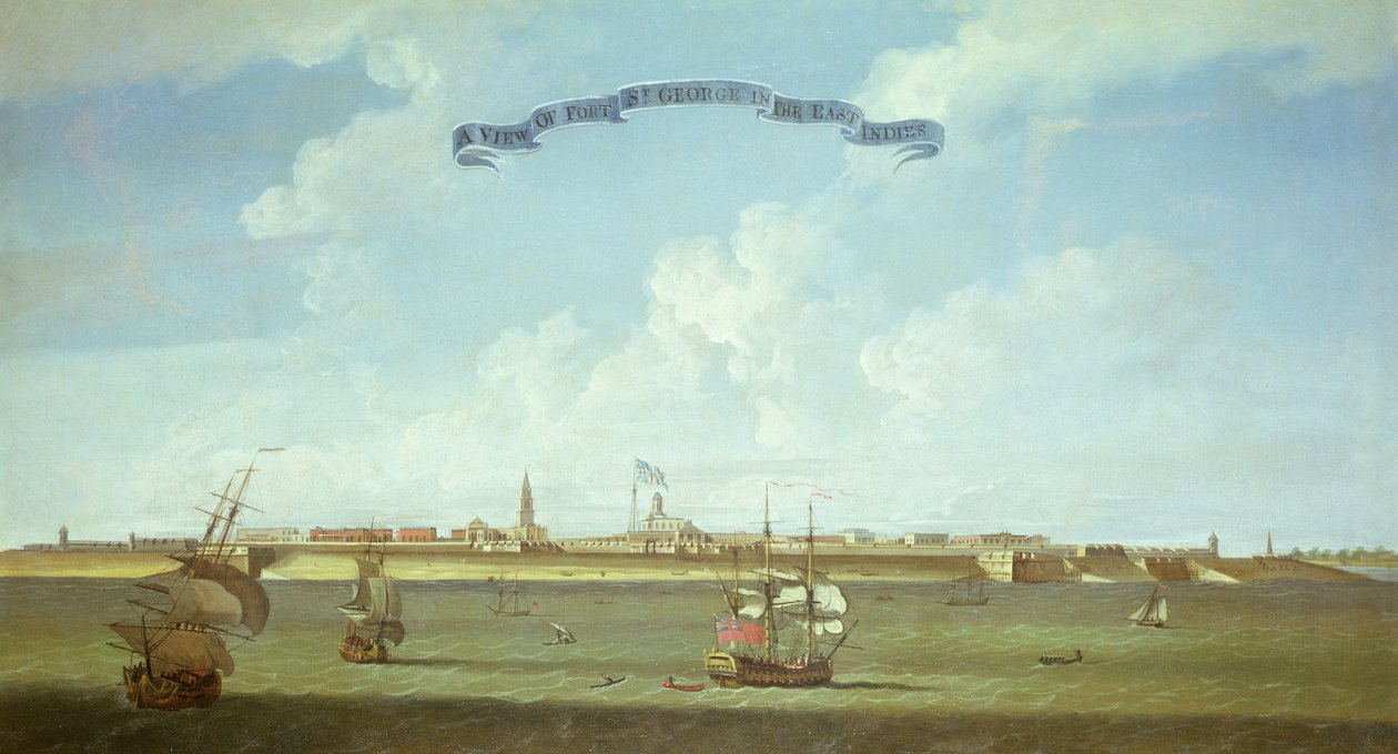 Vista del Fuerte San Jorge en las Indias Orientales de English School