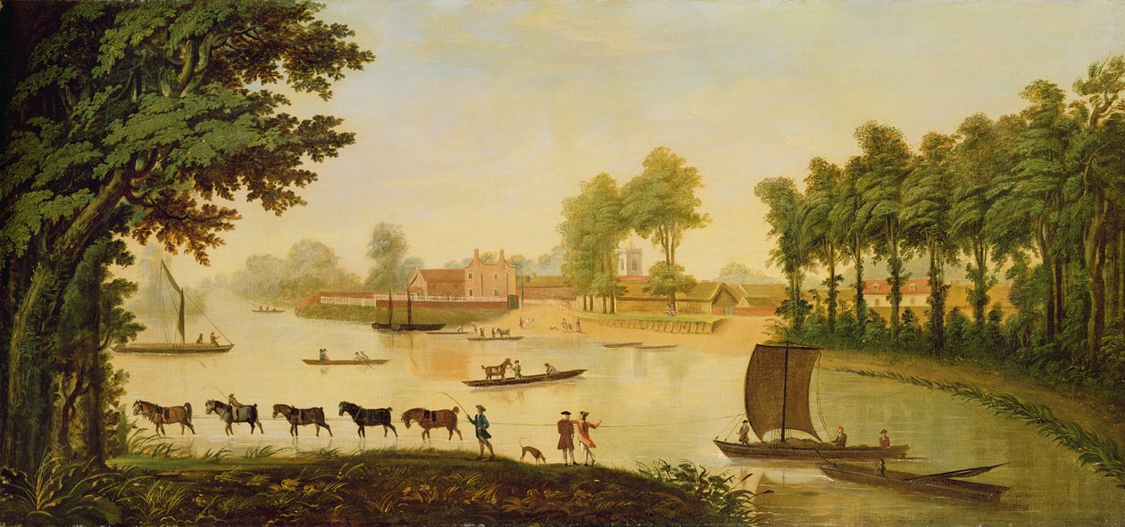 Vista de Shepperton en el río Támesis, después de 1752 de English School
