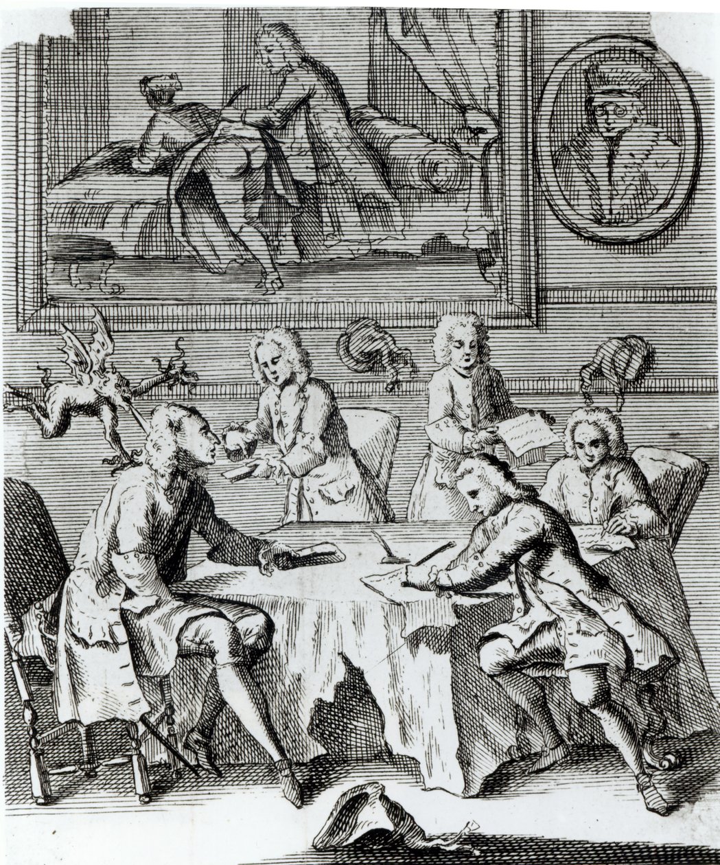 Sátira Whig sobre las negociaciones para el Tratado de Utrecht, c.1713 de English School