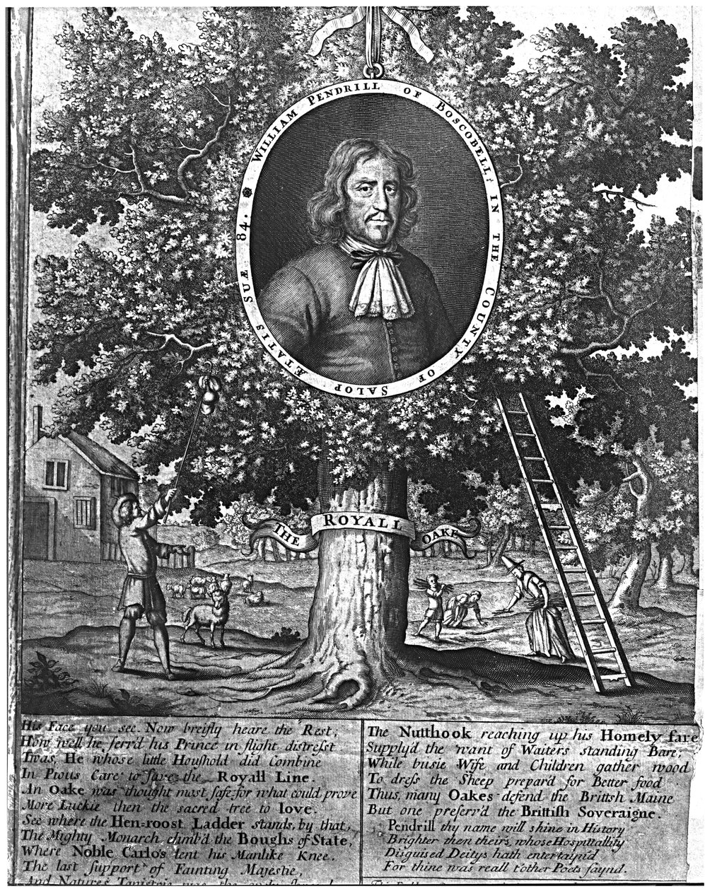 William Pendrill y el roble de Boscobel, c.1700 de English School