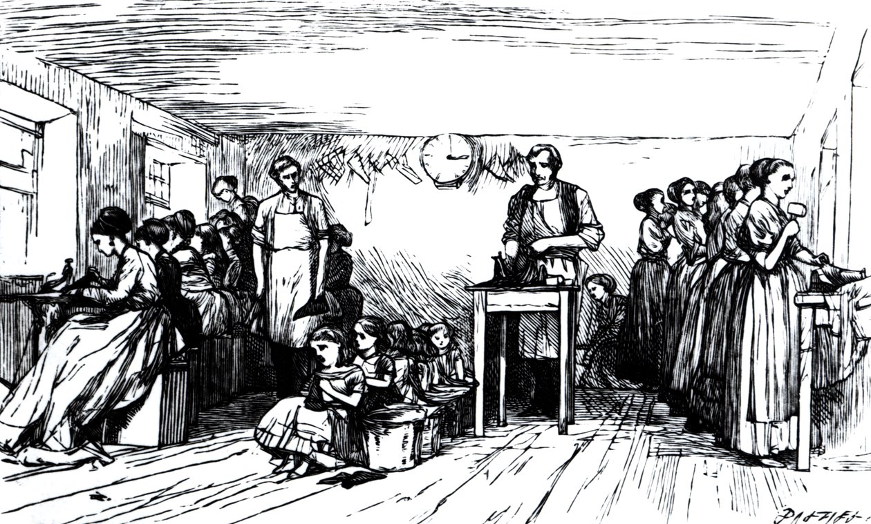 Mujeres y Niños Haciendo Zapatos de English School