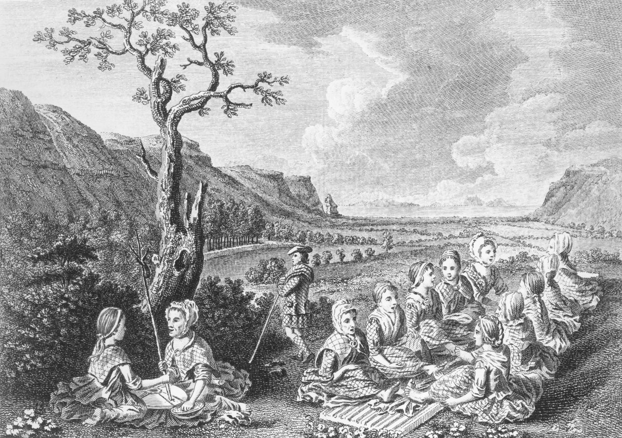 Mujeres en el Quern y el Luaghad con vista de Talyskir, de 