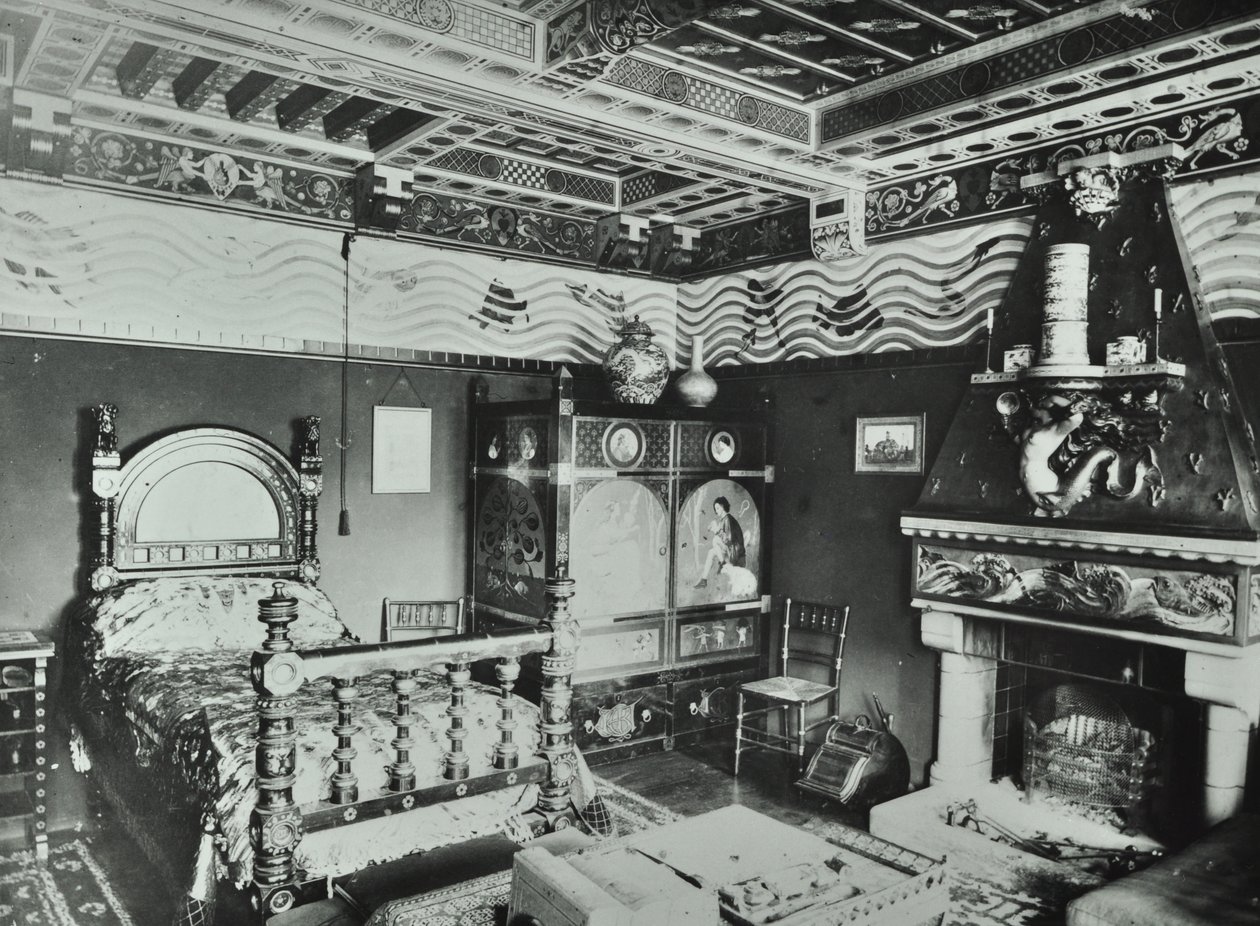 9 Melbury Road: dormitorio, 1890 de English Photographer