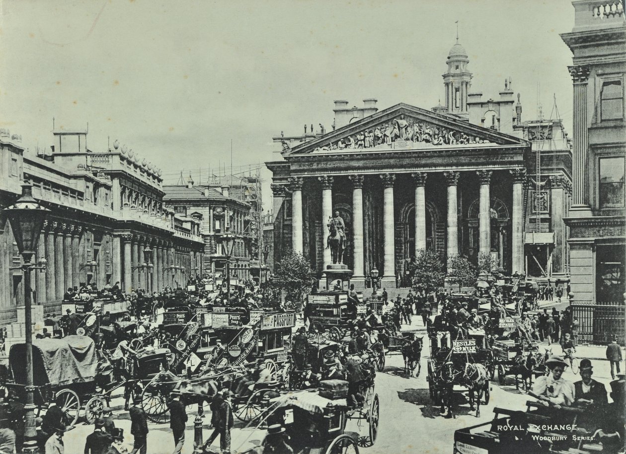 Banco de Inglaterra, Threadneedle Street, Ciudad de Londres, 1890 de English Photographer