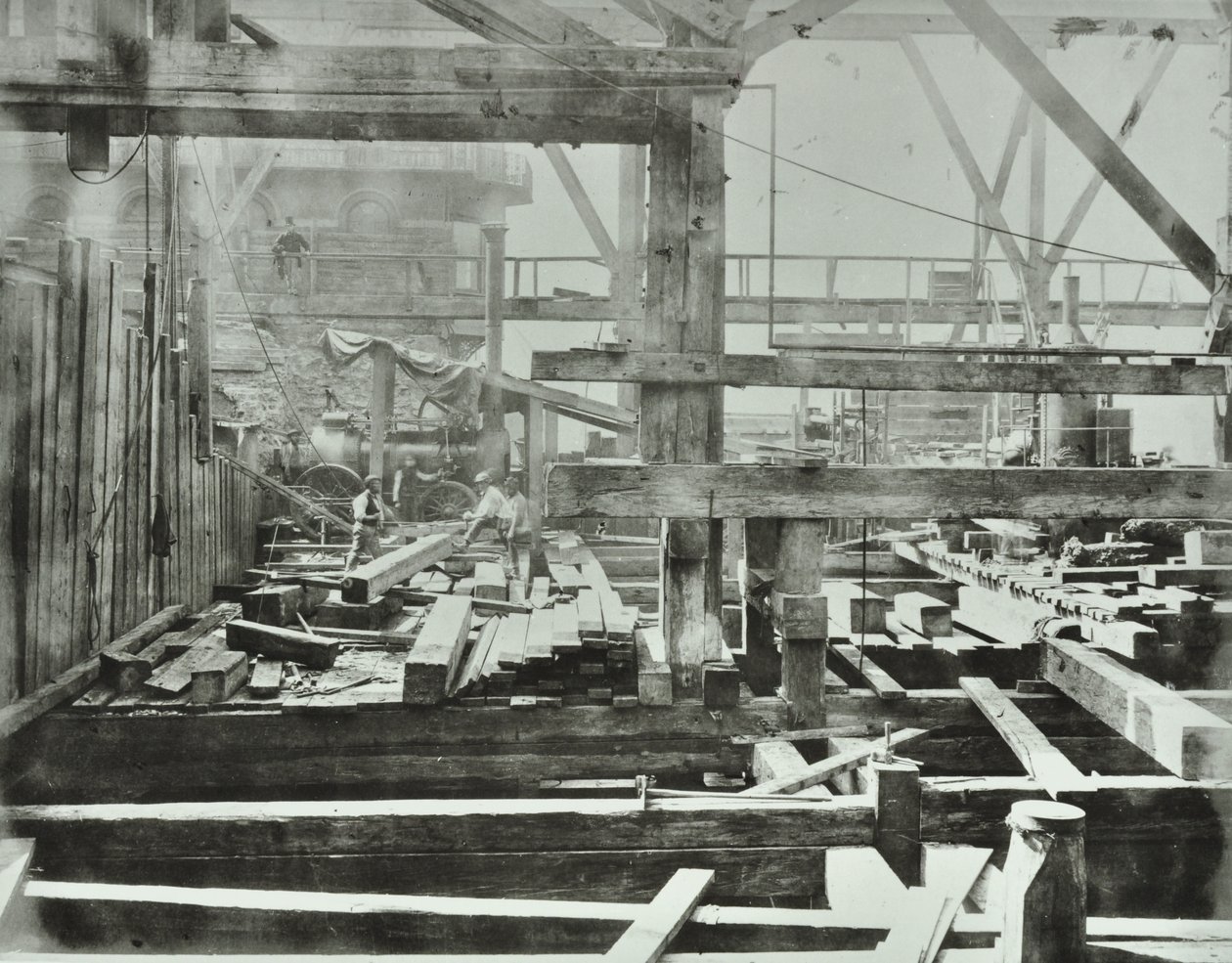 Blackfriars Bridge: trabajos de construcción en progreso, 1869 de English Photographer