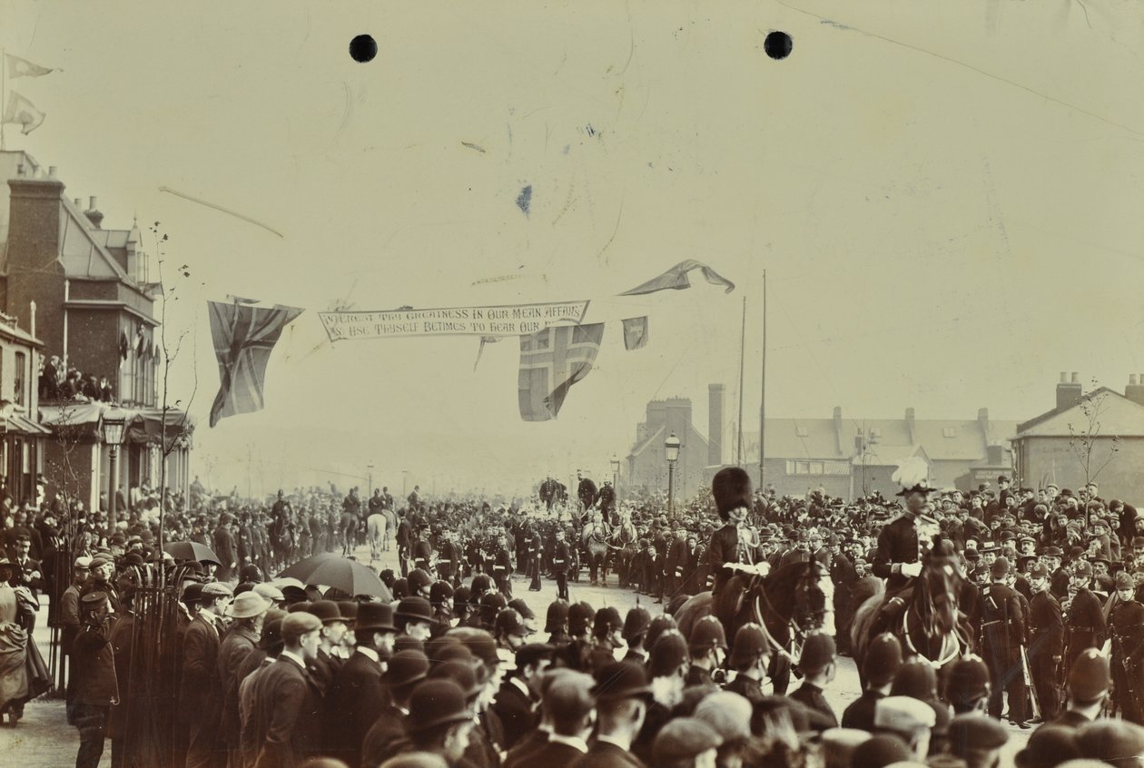 Blackwall Tunnel: ceremonia de apertura con el Príncipe de Gales, luego Rey Eduardo VII, y la Princesa Alejandra, 1897 de English Photographer